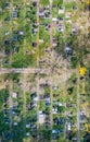 Aerial drone view of a church graveyard cemetary Germany