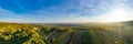 Aerial drone view of colorful vineyards fields in the Austrian Weinviertel region Royalty Free Stock Photo
