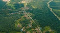 Aerial drone view of countryside settlements scenery at Kampung Chinchin, Jasin, Melaka, Malaysia