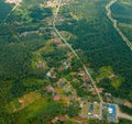 Aerial drone view of countryside settlements scenery at Kampung Chinchin, Jasin, Melaka, Malaysia