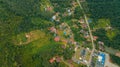 Aerial drone view of countryside settlements scenery at Kampung Chinchin, Jasin, Melaka, Malaysia