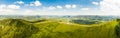 Aerial drone view 180 degrees scenic panoramic landscape of nature in Carpathians, Ukraine. The top of the mountain named Vysokyy Royalty Free Stock Photo