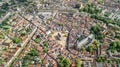 Aerial drone view of Delft town cityscape from above, typical Dutch city skyline with canals and houses, Holland, Netherlands Royalty Free Stock Photo