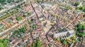 Aerial drone view of Delft town cityscape from above, typical Dutch city skyline with canals and houses, Netherlands Royalty Free Stock Photo