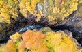 Aerial drone view of Devil`s Mill canyon at autumn Royalty Free Stock Photo