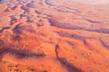 Drone view of Dry Desert in Dubai with Sand Ripples, High Dune Desert in United Arab Emirates Royalty Free Stock Photo