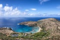 Aerial drone view of famous Hanauma Bay Royalty Free Stock Photo