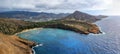 Aerial drone view of famous Hanauma Bay Royalty Free Stock Photo