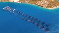 Aerial drone view of fish farms Zakynthos, Greece Royalty Free Stock Photo