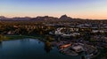 Aerial, Drone View of The Fountain Hills Park Fountain