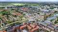 Aerial drone view of Gauda town cityscape from above, typical Dutch city skyline, Holland, Netherlands Royalty Free Stock Photo