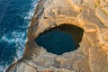 Aerial drone view of Giola lagoon in Thassos, Greece