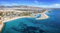 Aerial drone view Glyfada beach, south Athens Royalty Free Stock Photo