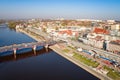 Aerial drone view on Gorzow Wielkopolski and Warta river Royalty Free Stock Photo