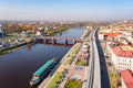 Aerial drone view on Gorzow Wielkopolski and Warta river Royalty Free Stock Photo