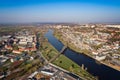 Aerial drone view on Gorzow Wielkopolski and Warta river Royalty Free Stock Photo