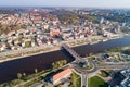 Aerial drone view on Gorzow Wielkopolski and Warta river Royalty Free Stock Photo