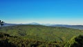 Aerial drone view of green mountains of Serbia under a blue sky Royalty Free Stock Photo