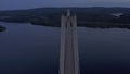 Aerial drone view of The High Coast Bridge also known as Veda Bridge over the Angerman river