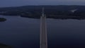 Aerial drone view of The High Coast Bridge also known as Veda Bridge over the Angerman river