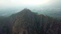 Aerial Drone View of The Mayan Face or Indian Nose hill in Lake Atitlan