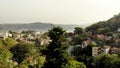 Aerial drone view of houses in the Arnavutkoy district of Stanbul