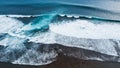 Aerial drone view of huge ocean waves