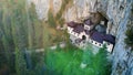 Aerial drone view of The Ialomitei Cave in Romania Royalty Free Stock Photo