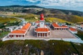 Aerial drone view of iconic lighthouse at Cabo da Roca, Portugal