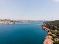 Aerial Drone View of Istanbul Bosphorus, Kandilli / Beykoz Royalty Free Stock Photo