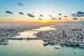 Aerial drone panoramic view of Istanbul at sunset, Turkey Royalty Free Stock Photo