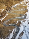 Aerial drone view of the Julier Pass in the Swiss Alps Royalty Free Stock Photo