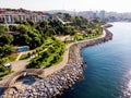 Aerial Drone View of Kadikoy Moda Seaside in Istanbul