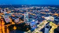 Aerial drone view on Katowice centre at night Royalty Free Stock Photo