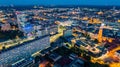 Aerial drone view on Katowice centre at night Royalty Free Stock Photo