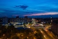 Aerial drone view on Katowice centre and roundabout Royalty Free Stock Photo