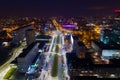 Aerial drone view of Katowice at night Royalty Free Stock Photo