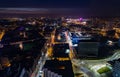 Aerial drone view of Katowice at night Royalty Free Stock Photo