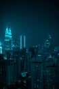 Aerial drone view of Kuala Lumpur city skyline at night Royalty Free Stock Photo