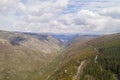 Aerial drone view landscape of Vale Glaciar do Zezere valley in Serra Estrela, Portugal