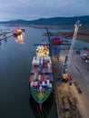 Aerial drone view of Large car cargo ship entering the port in Varna Royalty Free Stock Photo