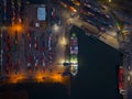 Aerial drone view of Large car cargo ship entering the port in Varna Royalty Free Stock Photo