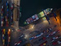 Aerial drone view of Large car cargo ship entering the port in Varna Royalty Free Stock Photo