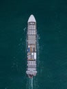 Aerial drone view of Large car cargo ship entering the port in Varna Royalty Free Stock Photo