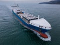 Aerial drone view of Large car cargo ship entering the port in Varna Royalty Free Stock Photo