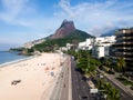 Aerial drone view of Leblon with dois irmaos mountain, Rio de Janeiro