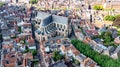 Aerial drone view of Leiden town cityscape from above, typical Dutch city skyline, Holland, Netherlands Royalty Free Stock Photo