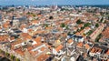 Aerial drone view of Leiden town cityscape from above, typical Dutch city skyline, Holland, Netherlands Royalty Free Stock Photo