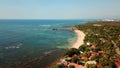 Aerial Drone View of The Los Cobanos and Los Almendros Beaches and the Pacific coral reef in El Salvador