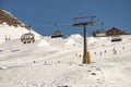 Aerial drone view of Madonna di Campiglio Trentino and ursus snowpark in Val Rendena dolomites Italy in winter Royalty Free Stock Photo